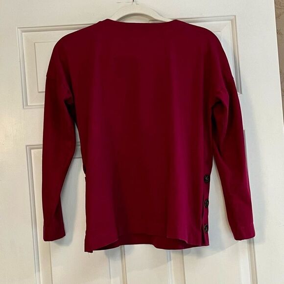 Talbots Pink Side Buttons Crew Neck Long Sleeve Top Small - Picture 3 of 9